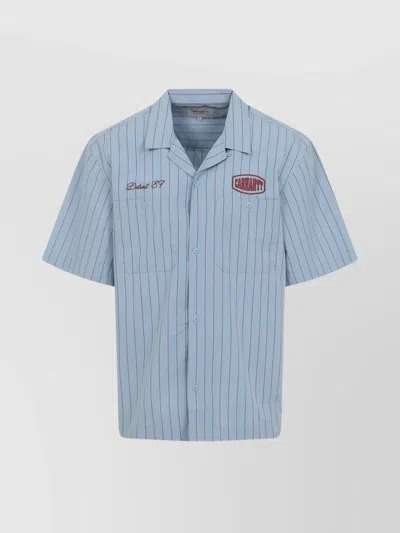 Carhartt Short Sleeve Striped Shirt Pockets In Blue
