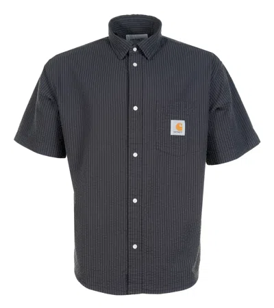 Carhartt Short Sleeve Toland Shirt Black In Blue