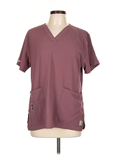 Pre-owned Carhartt Short Sleeve Top Burgundy V Neck Tops