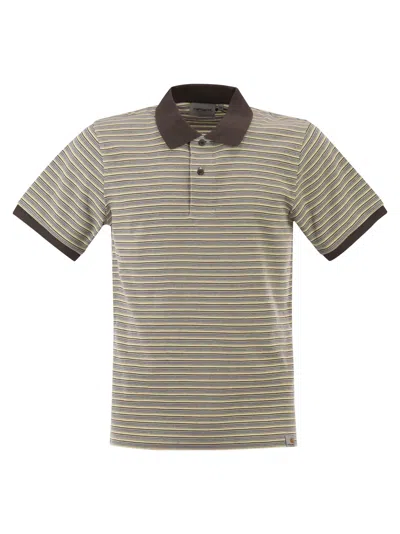 Carhartt Wip Short-sleeved Polo Shirt With A Striped Pattern In Animal Print