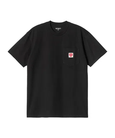 Carhartt Work In Progress Pocket Heart Organic Cotton T-shirt In Black