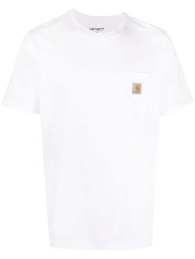CARHARTT SHORT-SLEEVED WHITE COTTON T-SHIRT WITH LOGO