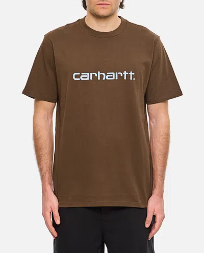 Carhartt Short Sleeves Script T-shirt In Brown