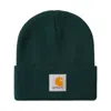 Carhartt Short Watch Logo-patch Hat In Green