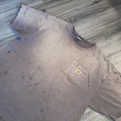 Pre-owned Carhartt Shotgun Distressed Sun Faded Vintage Pocket Tee In Gray