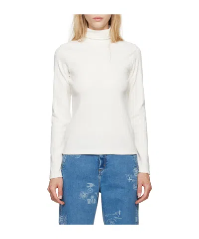 Carhartt Off-white Signature Mock Neck Long Sleeve T-shirt In Wax
