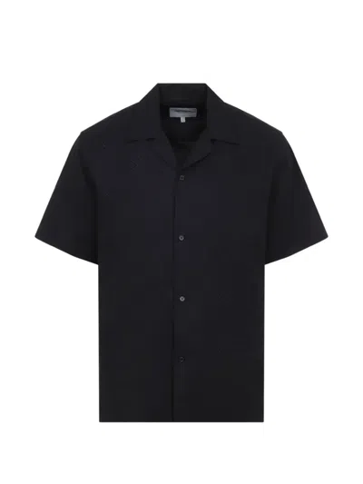 Carhartt Short Sleeve Shirt Embroidered Signet Detail In Black