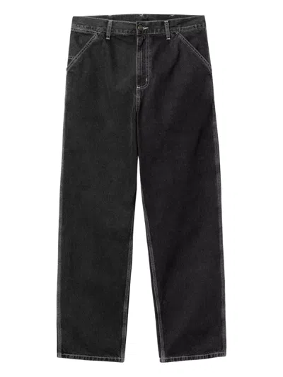 Carhartt Straight Leg Trousers With Belt Loops In Black