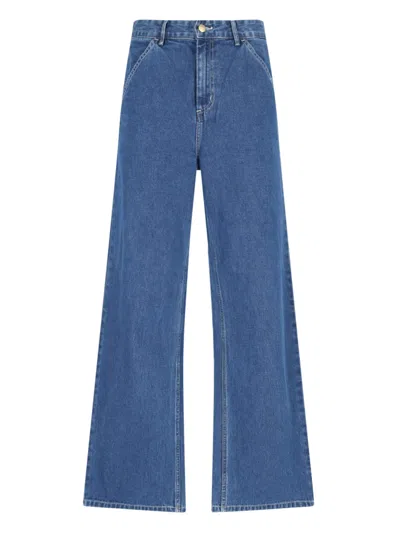 Carhartt Straight Leg Trousers With Pockets And Loops In Blue