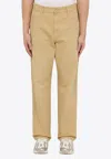 Carhartt Og Single Knee Printed Straight-leg Organic Cotton-canvas Trousers In Beige