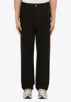 Carhartt Single Knee Straight-leg Organic Cotton-canvas Trousers In Black