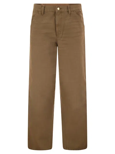 Carhartt Single Knee Cotton Trousers In Brown