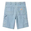 Carhartt Single Knee Denim Shorts Blue Heavy Stone Bleached In Blue