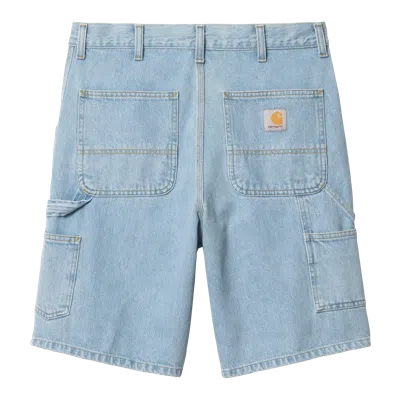 Carhartt Single Knee Denim Shorts Blue Heavy Stone Bleached