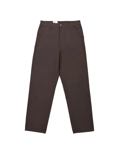 Carhartt Single Knee Logo Patch Straight-leg Trousers In Brown