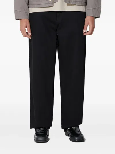 Carhartt Single Knee Logo-patch Trousers In Black