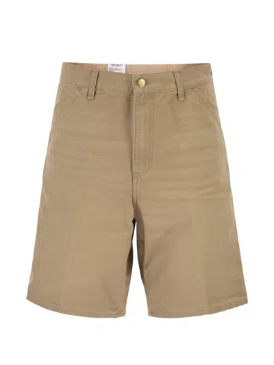 Carhartt Single Knee Logo-patch Shorts In Brown
