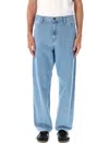 Carhartt Single Knee Pant Blue In Cotton In Blue Stone Blitched