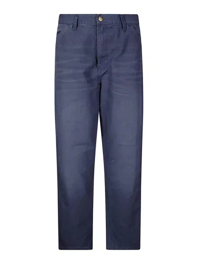 Carhartt Straight Leg Trousers With Functional Pockets In Blue