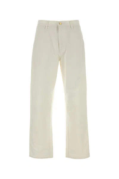 Carhartt White Cotton Single Knee Pant In Neutral