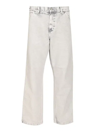 Carhartt Single Knee Pant Organic Cotton Dearborn Canvas Jeans Grey In White