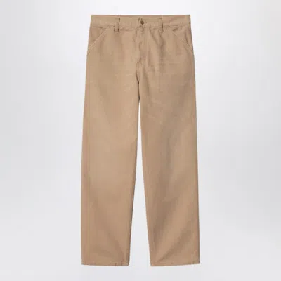 Carhartt Og Single Knee Printed Straight-leg Organic Cotton-canvas Trousers In Nude