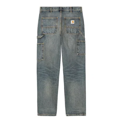 Carhartt Single Knee Pant Smith Denim Blue Worn Used Wash In Gray