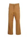 Carhartt Wip Caramel Cotton Single Knee Pant In Marrone