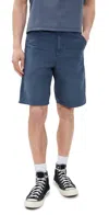 Carhartt Knee-length Shorts With Pockets And Belt Loops In Dusky Blue (stone Canvas)