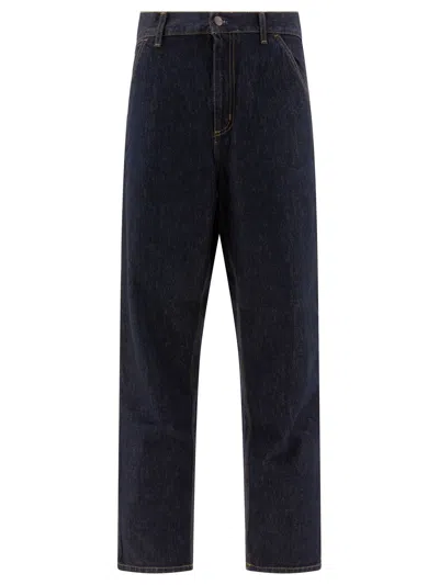 Carhartt Single Knee Worker Straight Leg Pants In Washed Navy In Blue