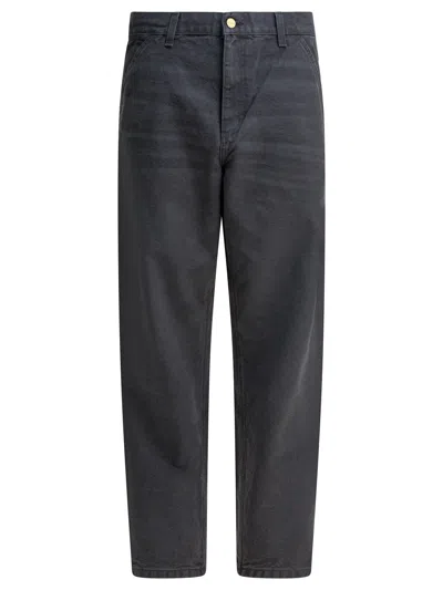 Carhartt Single Knee Trousers Grey In Blue