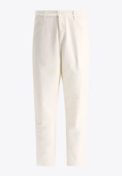 Carhartt Single-knee Straight-leg Pants In White