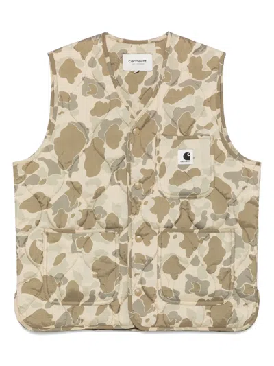 Carhartt Quilted Sleeveless Vest Camouflage Pattern In Neutral