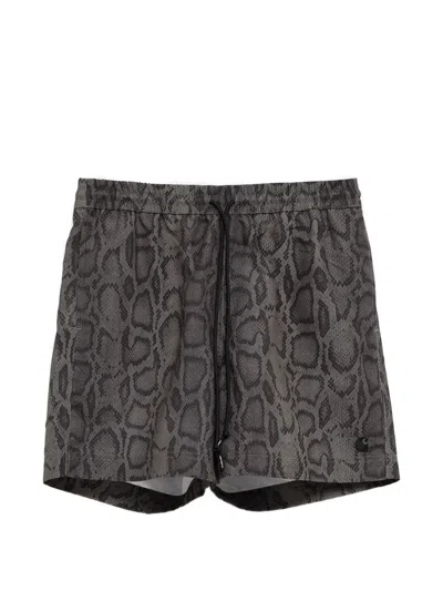 Carhartt Snake-print Drawstring Swim Shorts In Green