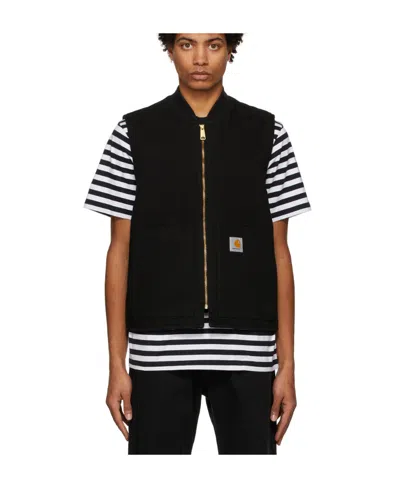 Carhartt Sleeveless Zipper Casual Jacket In Black