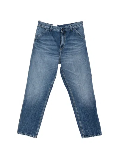 Carhartt Denim Cotton Jeans Straight Leg Five Pockets In Blue
