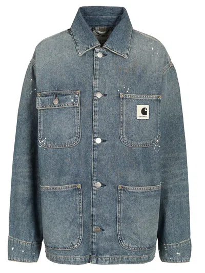 Carhartt Long-sleeved Denim Jacket In Blue