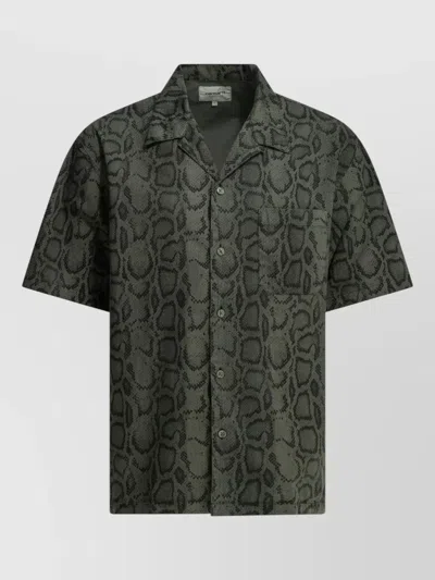 Carhartt Snake Camo Camp Collar Short Sleeve Shirt In Black