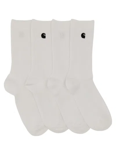 Carhartt Socks With Logo In Bianco/nero