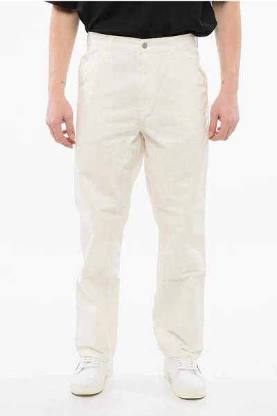 Carhartt Solid Color Newcomb Casualpants With Logoed Button In White