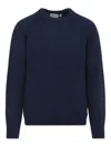Carhartt Crew Neck Speckled Knit Sweater With Ribbed Cuffs In Blue