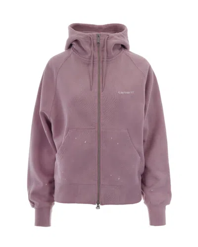 Carhartt Splatter Women Hooded Painter Cotton Hoodie In Pink