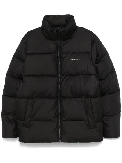 Carhartt Short Quilted Puffer Jacket With Logo In Black
