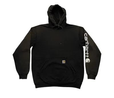 Pre-owned Carhartt S/s 2022  Hoodie Spell Out Sleeve Sun Faded In Black