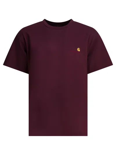 Carhartt S/s American Script T-shirts Bordeaux In Multi