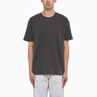 Carhartt Wip S/s Chase Charcoal Cotton T-shirt In Grey