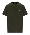 Carhartt Mens Olive / Gold Chase Logo-embroidery Cotton-jersey T-shirt In Green