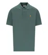 Carhartt S/s Chase Silver Pine Polo Shirt In Green
