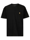 Carhartt Black Cotton T-shirt With Gold Embroidered Logo In 00fxx