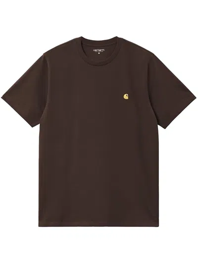 Carhartt Ss Chase T-shirt In Brown